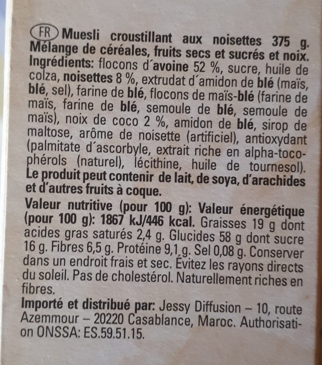 Crunchy Muesli With Nuts & Raisins - Ingredients - fr