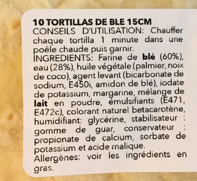 Tortillas de blé - Ingredients - fr