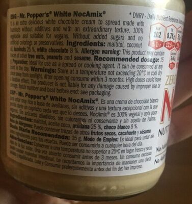 NocAmix nutty choco cream zero% - Ingredientes