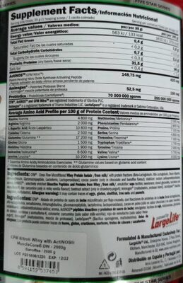 Pure CFM whey - Nutrition facts