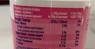 Moja kravica jogurt - Tableau nutritionnel