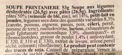 Soupe printanière - Ingredients - fr