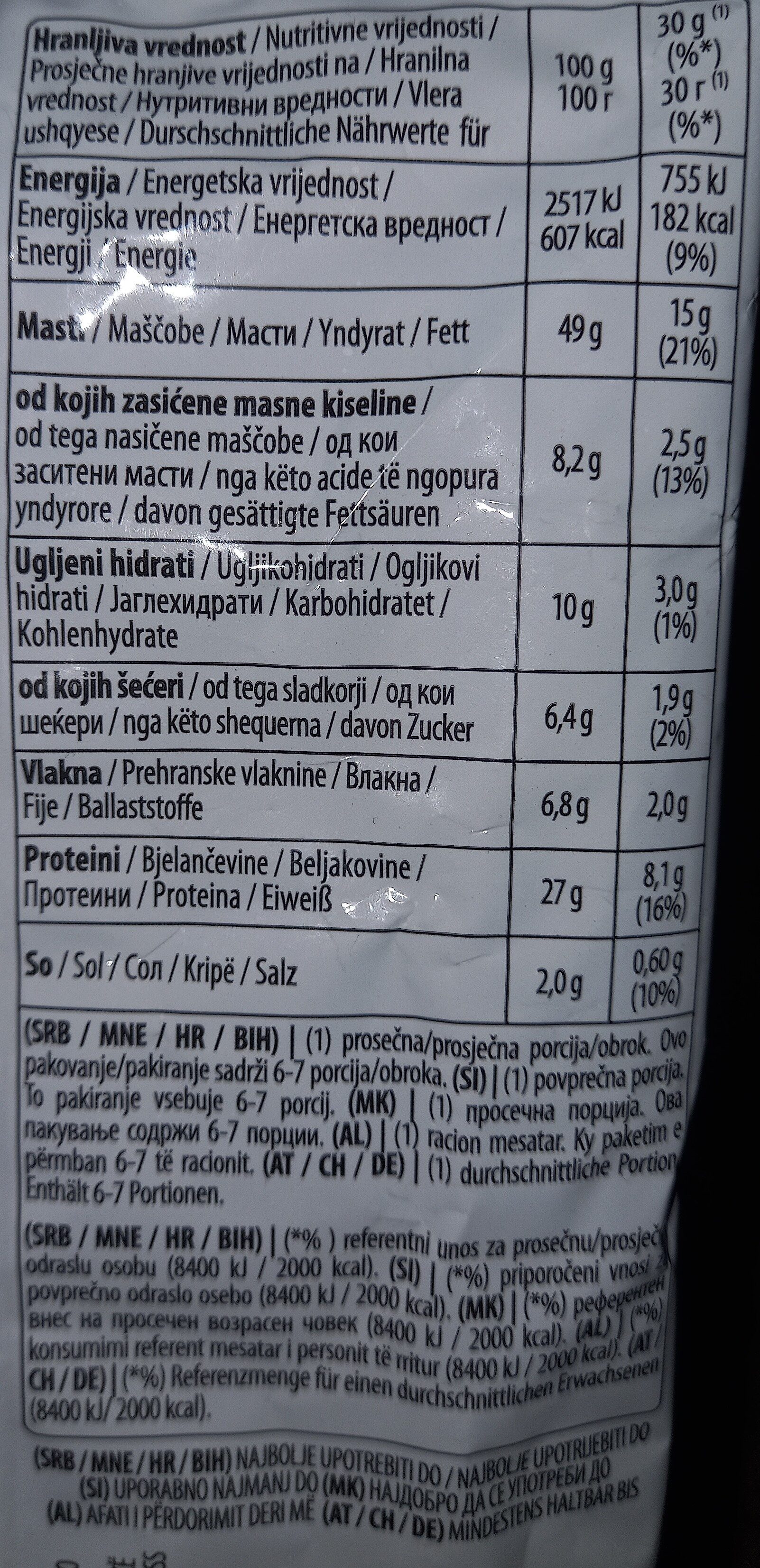kikiriki przeni slani - Tableau nutritionnel - en
