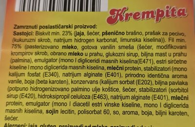Krempita - Ingredients