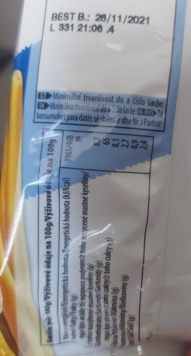 Crax Sticks Cheese - Valori nutrizionali
