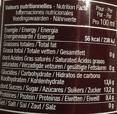 Naturel 100% organic pure juice grenade - Nutrition facts