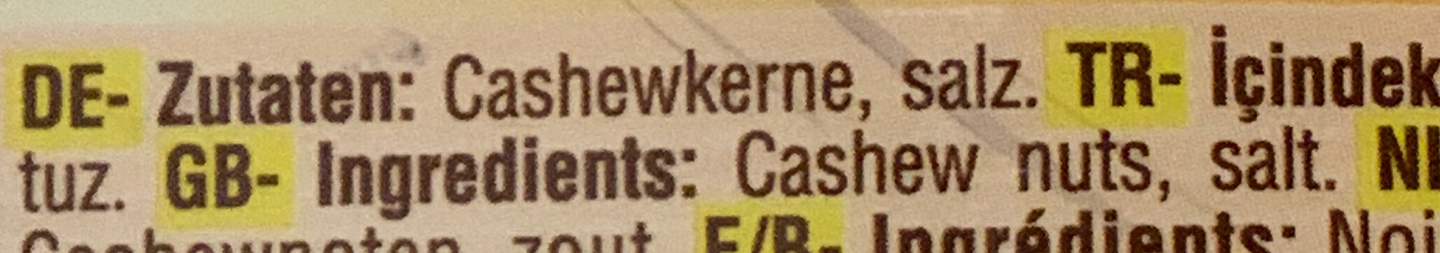 Cashewkerne - Ingredients