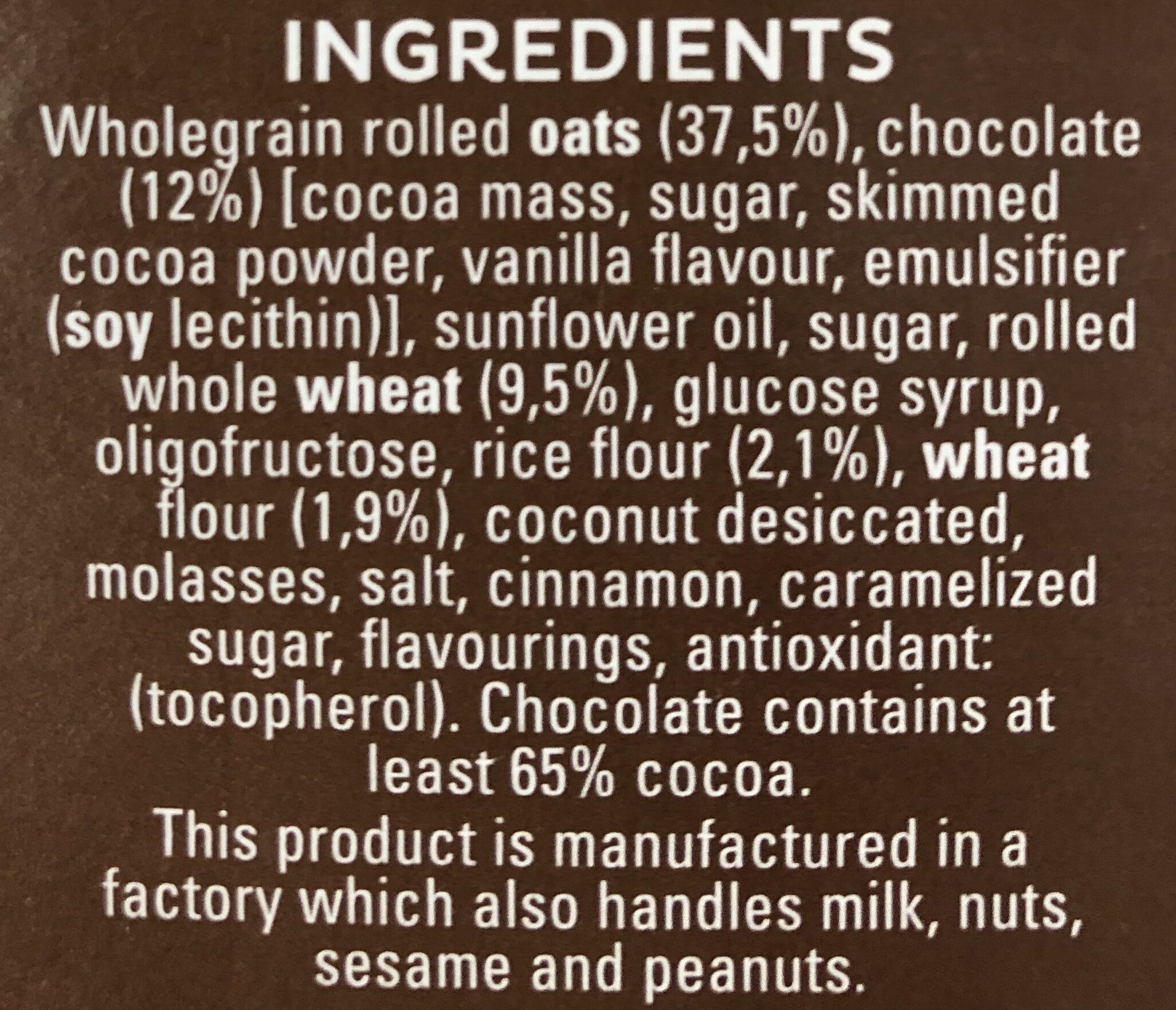 Cruesli Chocolate - Ingredients
