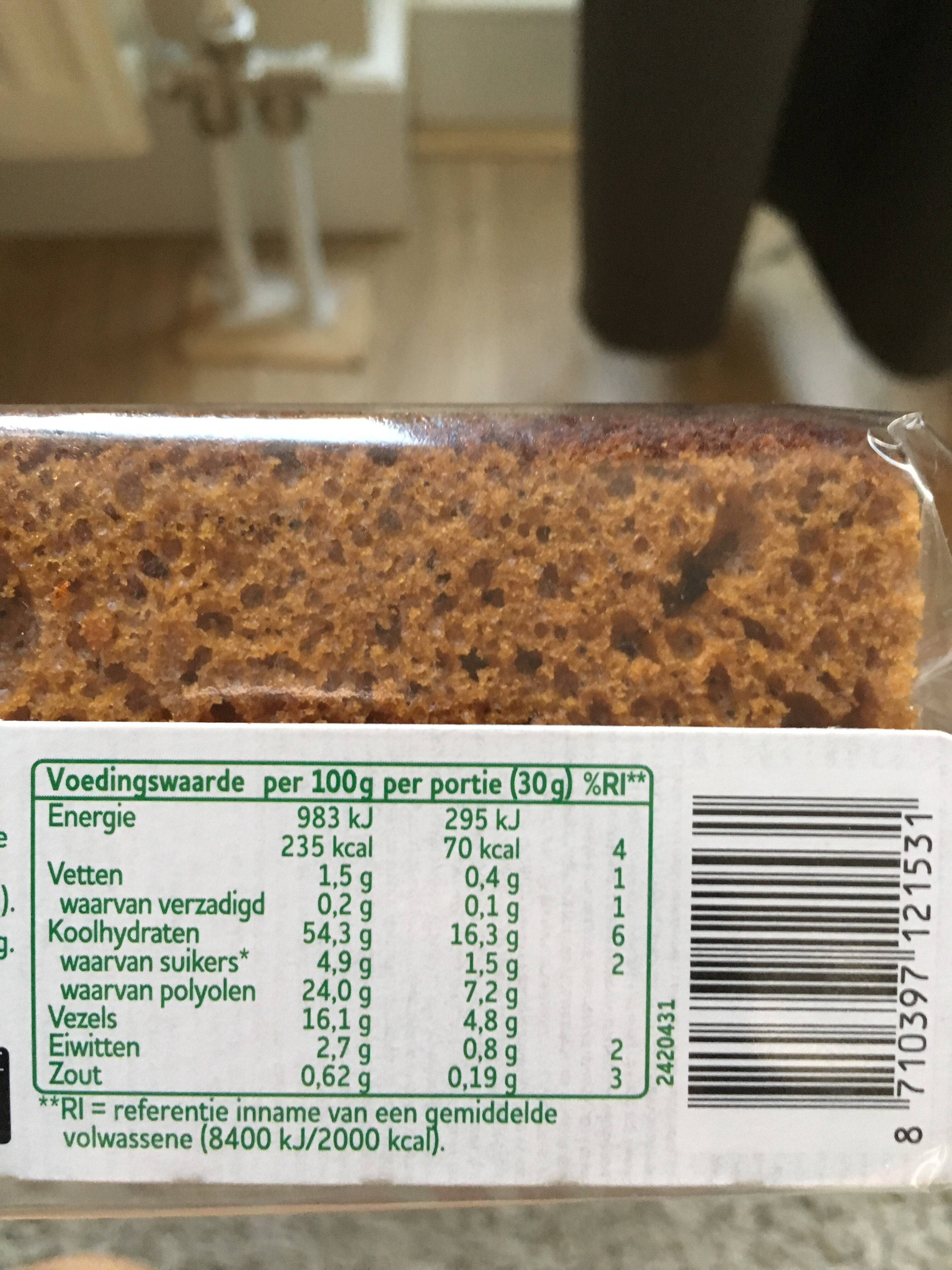 Peijenburg Ontbijtkoek - Nutrition facts - nl
