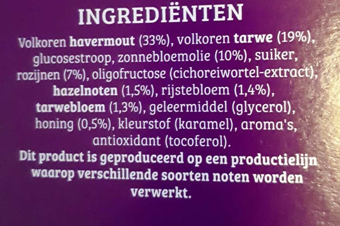 Cruesli Rozijn XL Pack - Ingrediënten