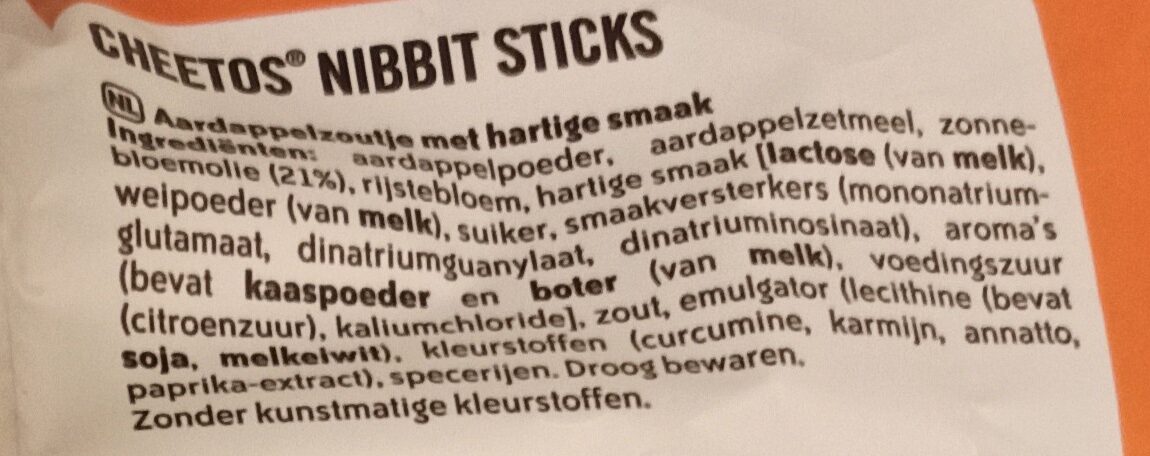 Nibb-it Sticks Potato Snacks Plenty of Flavor - Ingredienser - nl