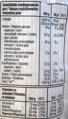 Duyvis Unsalted Almonds - Voedingswaarden - fr