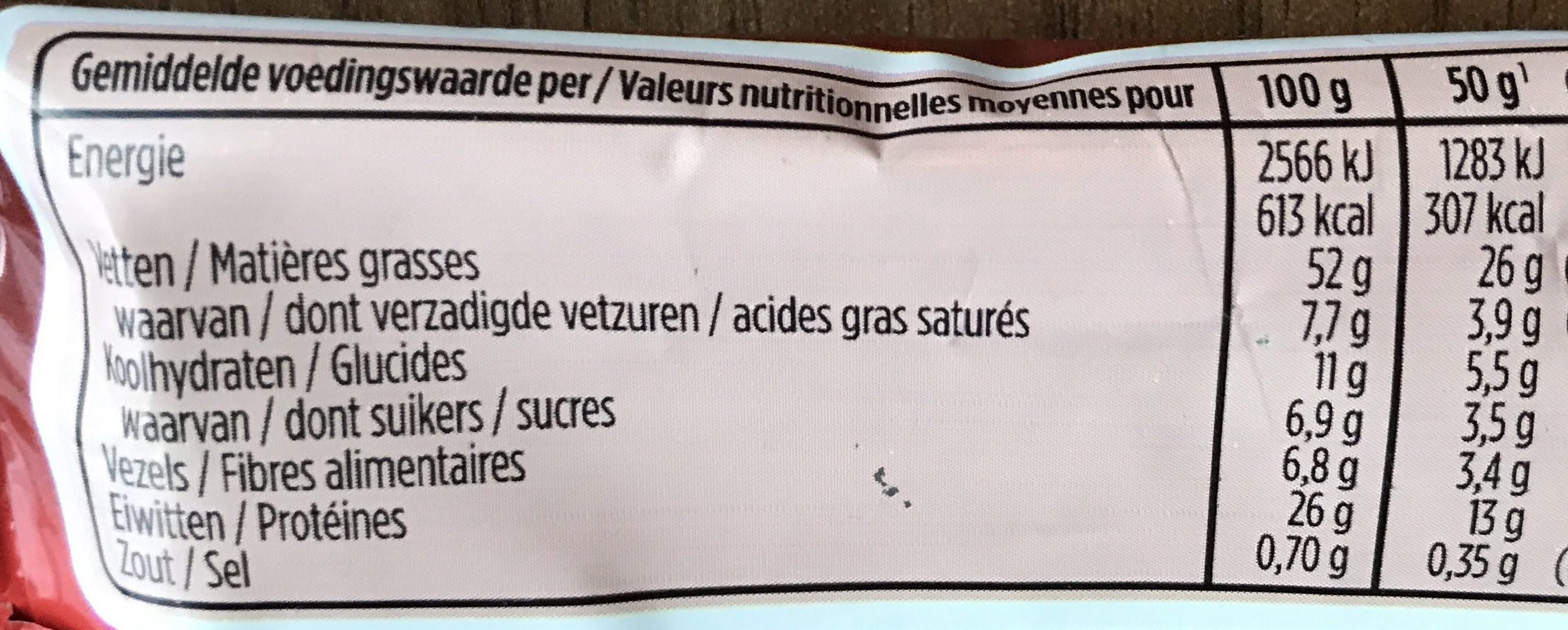Cacahuète salées - Información nutricional - fr