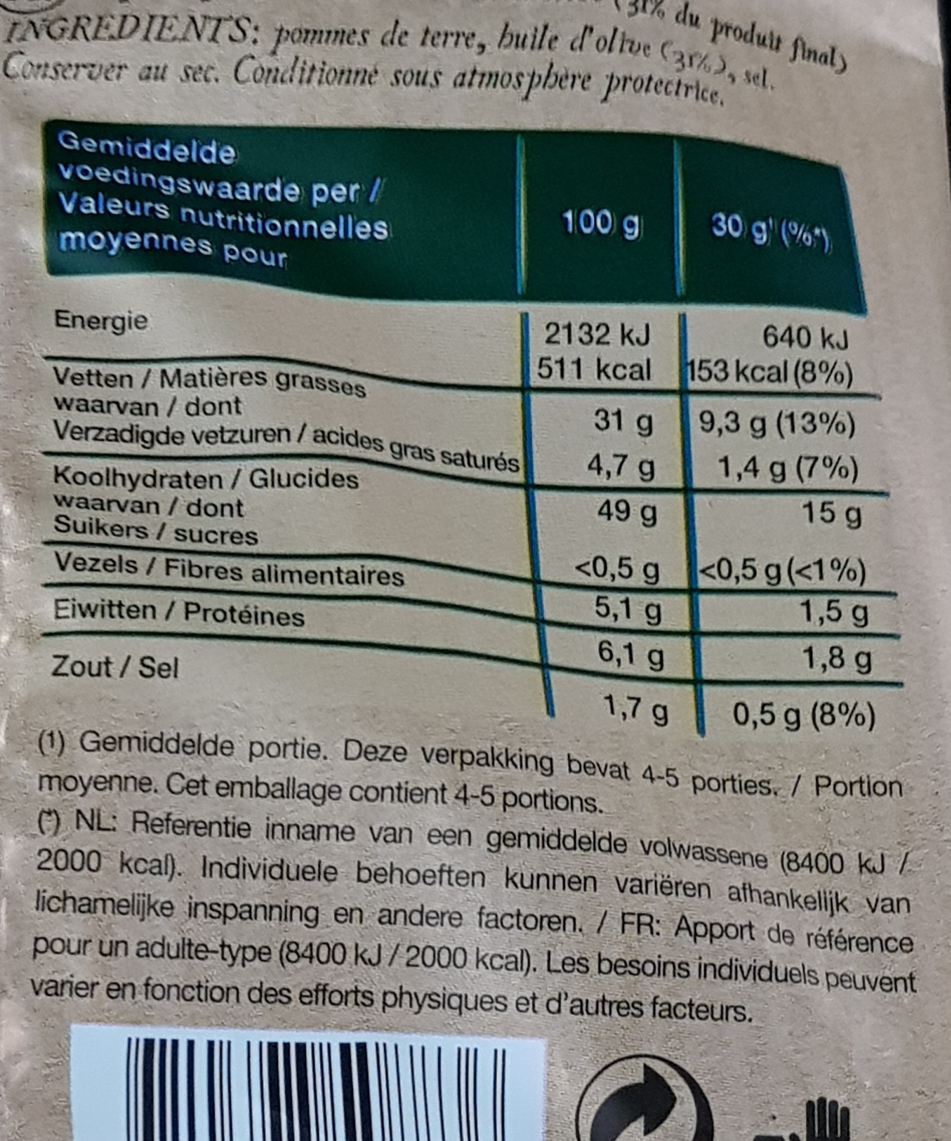 Chips Méditerranée naturel - Voedingswaarden - fr