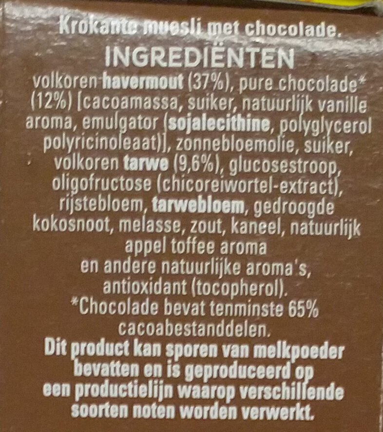 Cruesli Chocolate - Ingrediënten