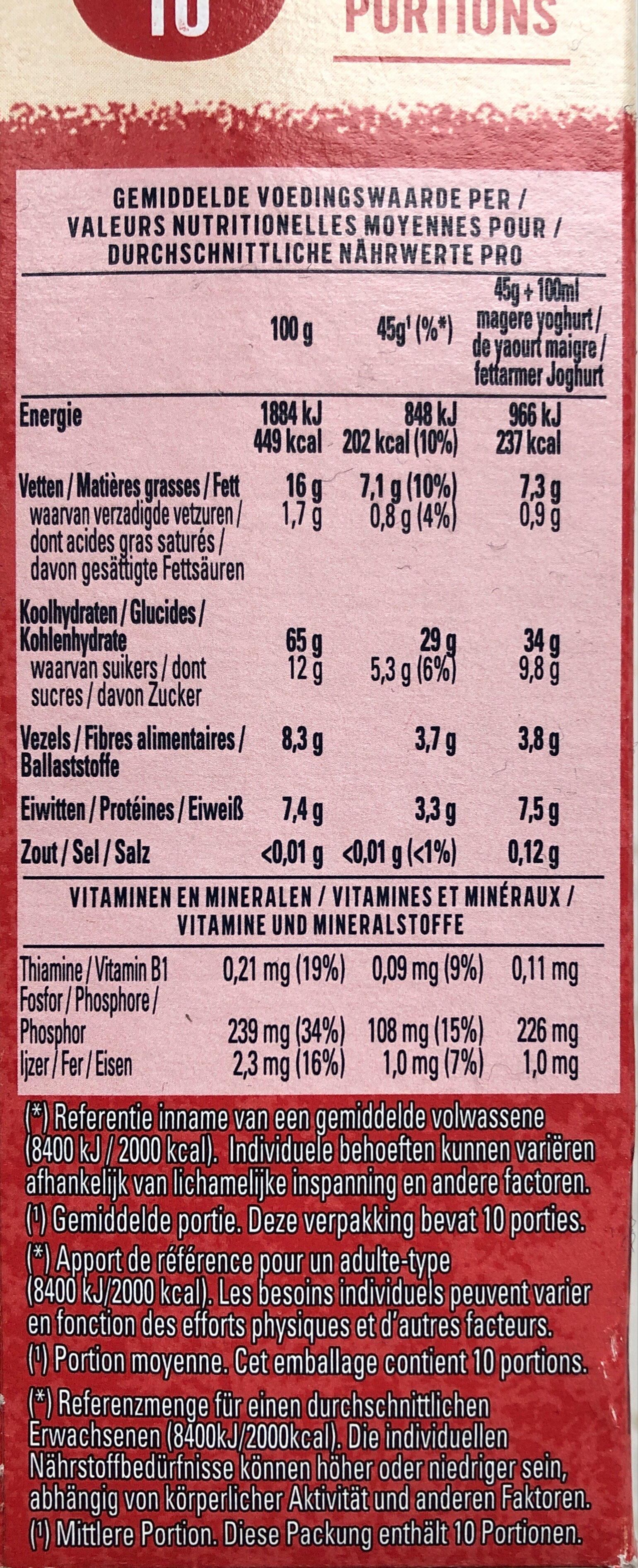 cruesli red fruits - Nutrition facts