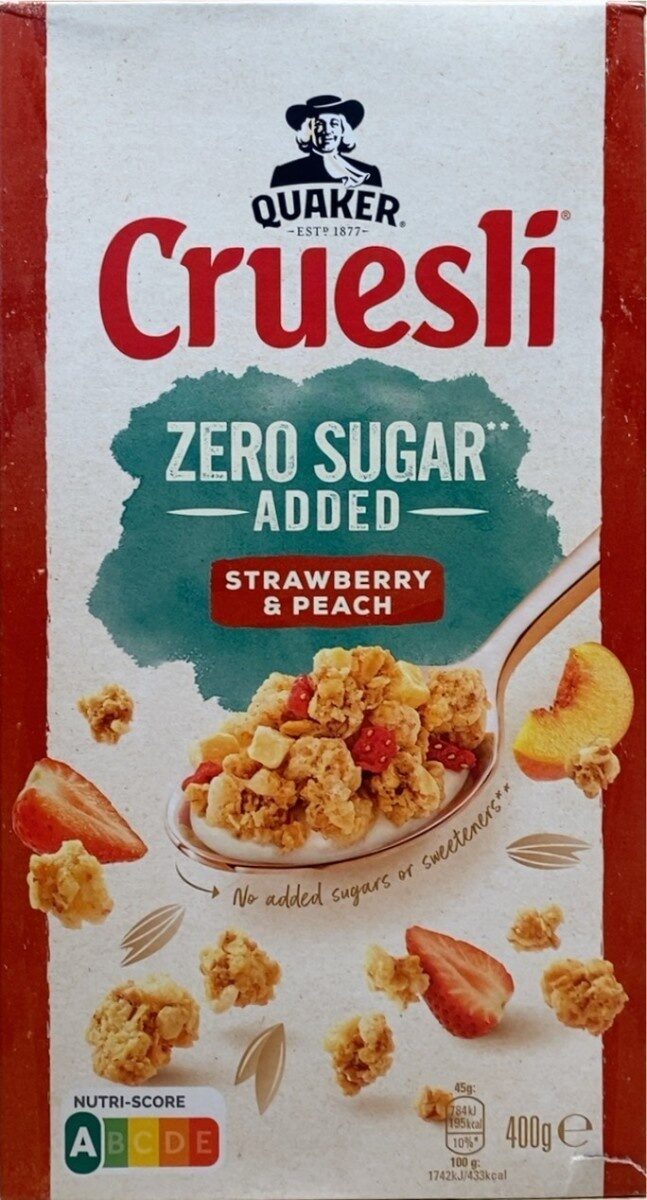 Cruesli zero sugar added - strawberry & peach - Produit