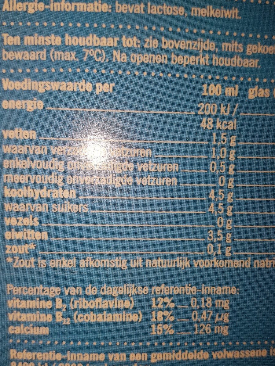 Half Volle Melk - Ingrediënten