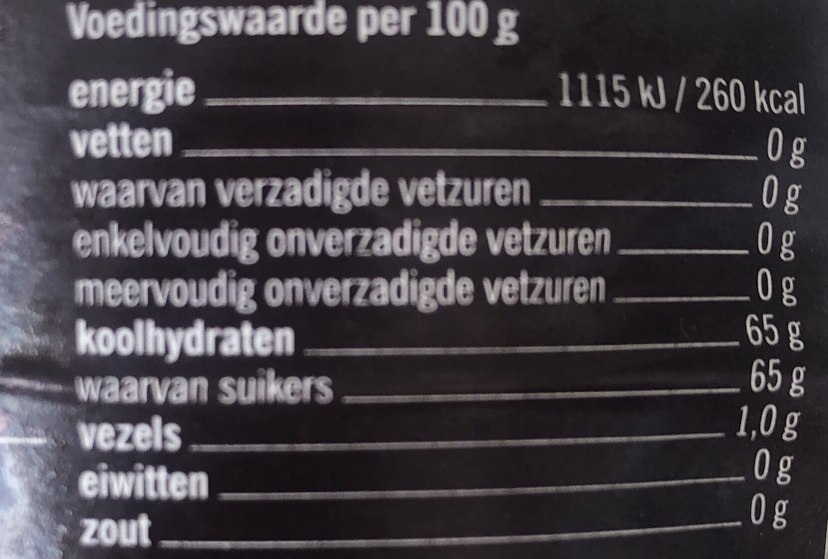 Pittige Gember extra Jam - Tableau nutritionnel - nl