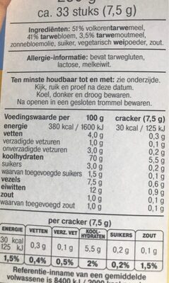 Luchtige Crackers Volkoren - Ingrédients