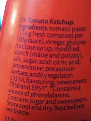 Tomato ketchup - Ingredients