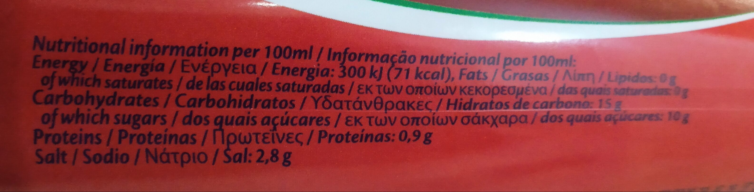 Tomato ketchup - Nutrition facts - fr