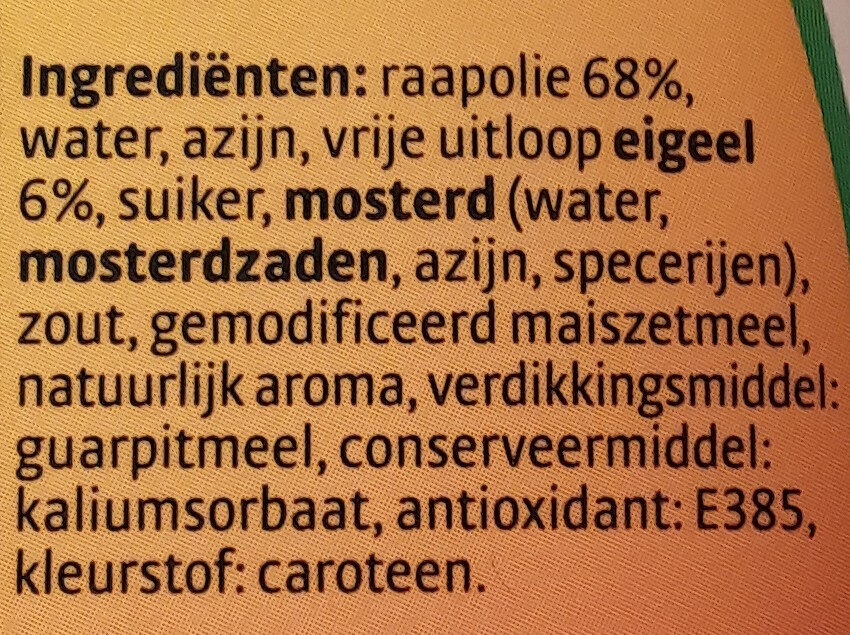 mayonaise - Ingredienser - nl