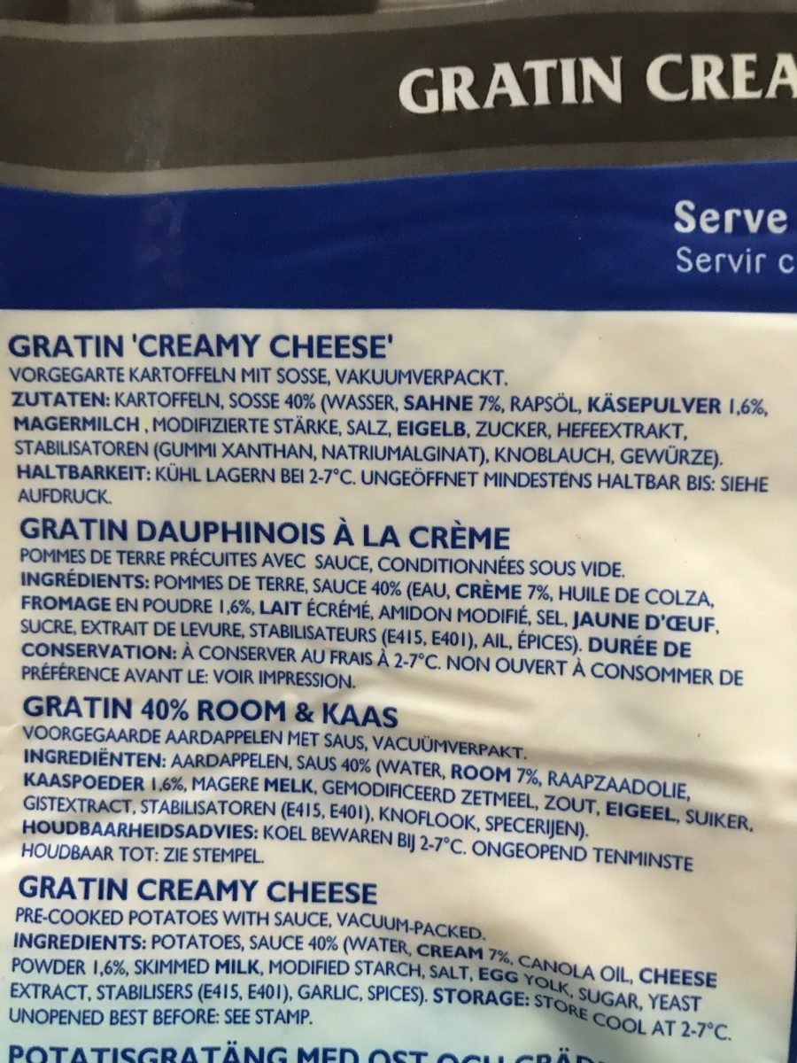 gratin creamy cheese - Ingredients - fr