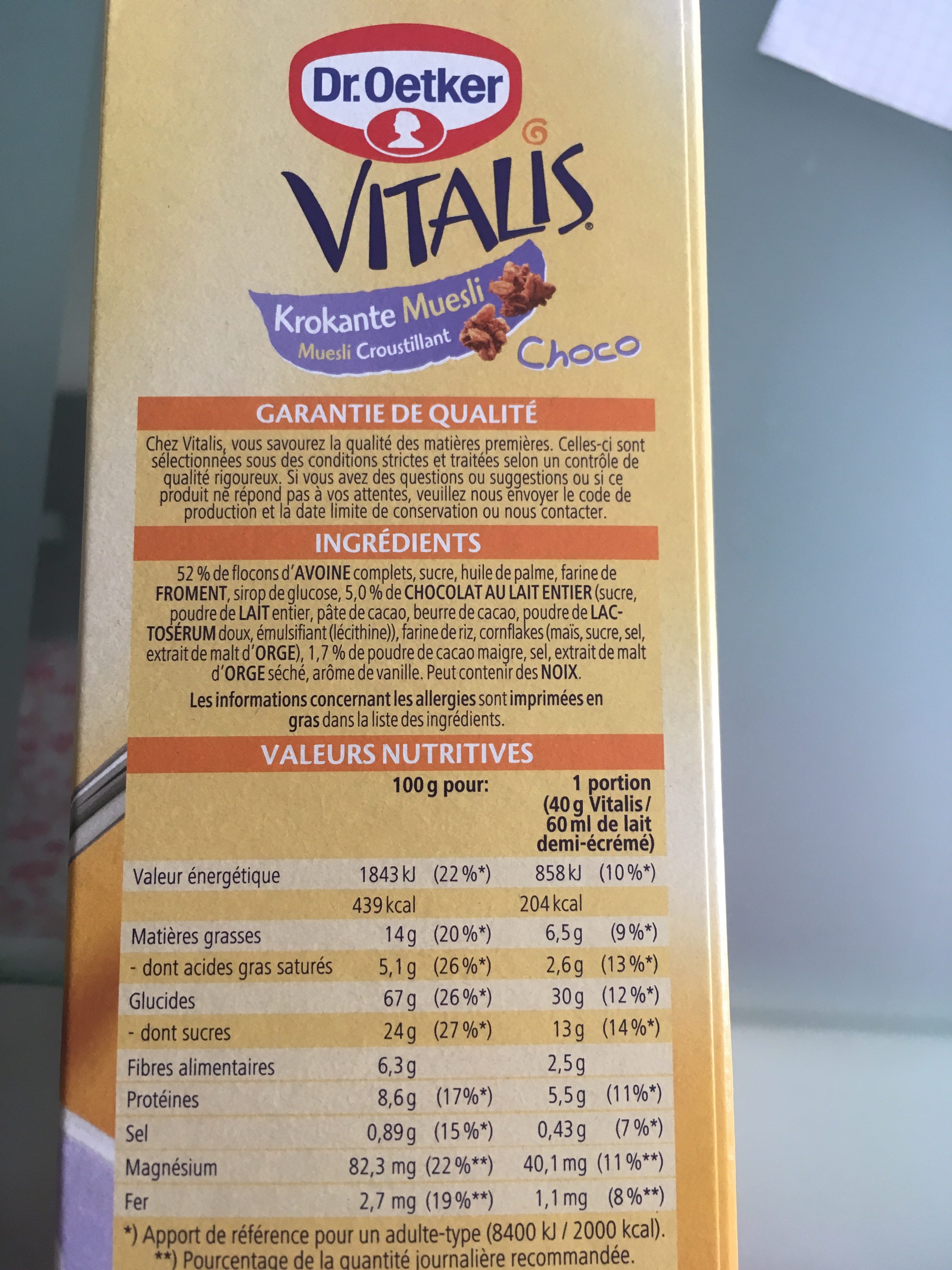 Vitalis - Ingredients - fr
