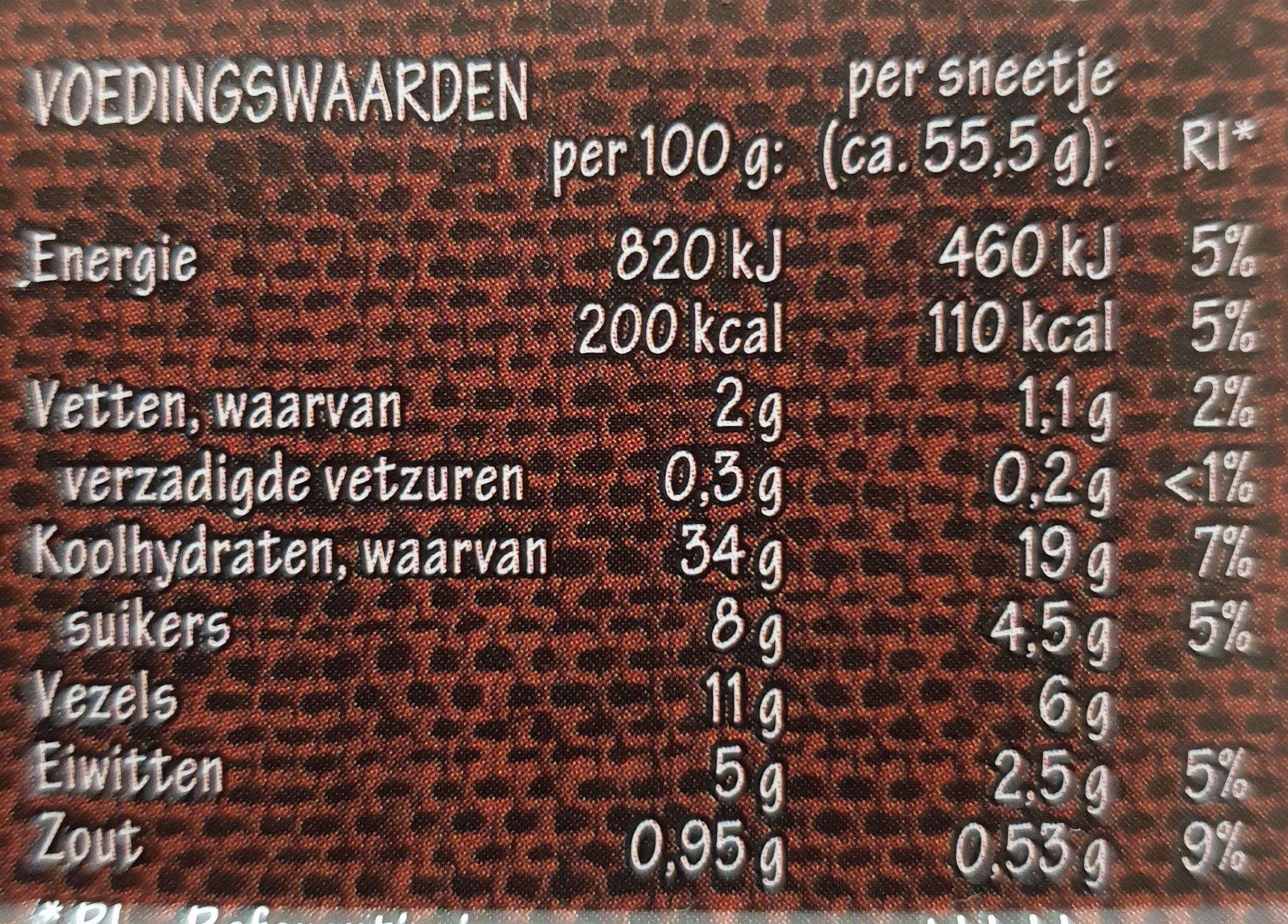 Fries roggebrood - Nutrition facts - nl