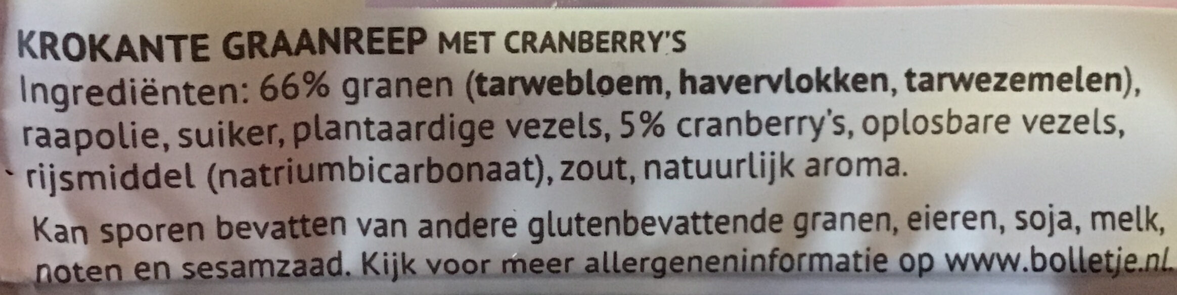 Cranberry - Ingrediënten