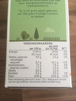 Goed Bezig! Fruitige Crackers Appel - Voedingswaarden