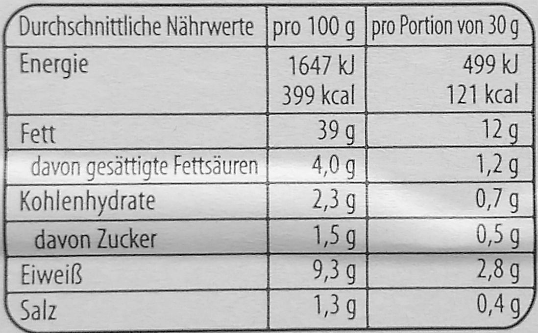 Lachs Brotaufstrich - Nutrition facts - de