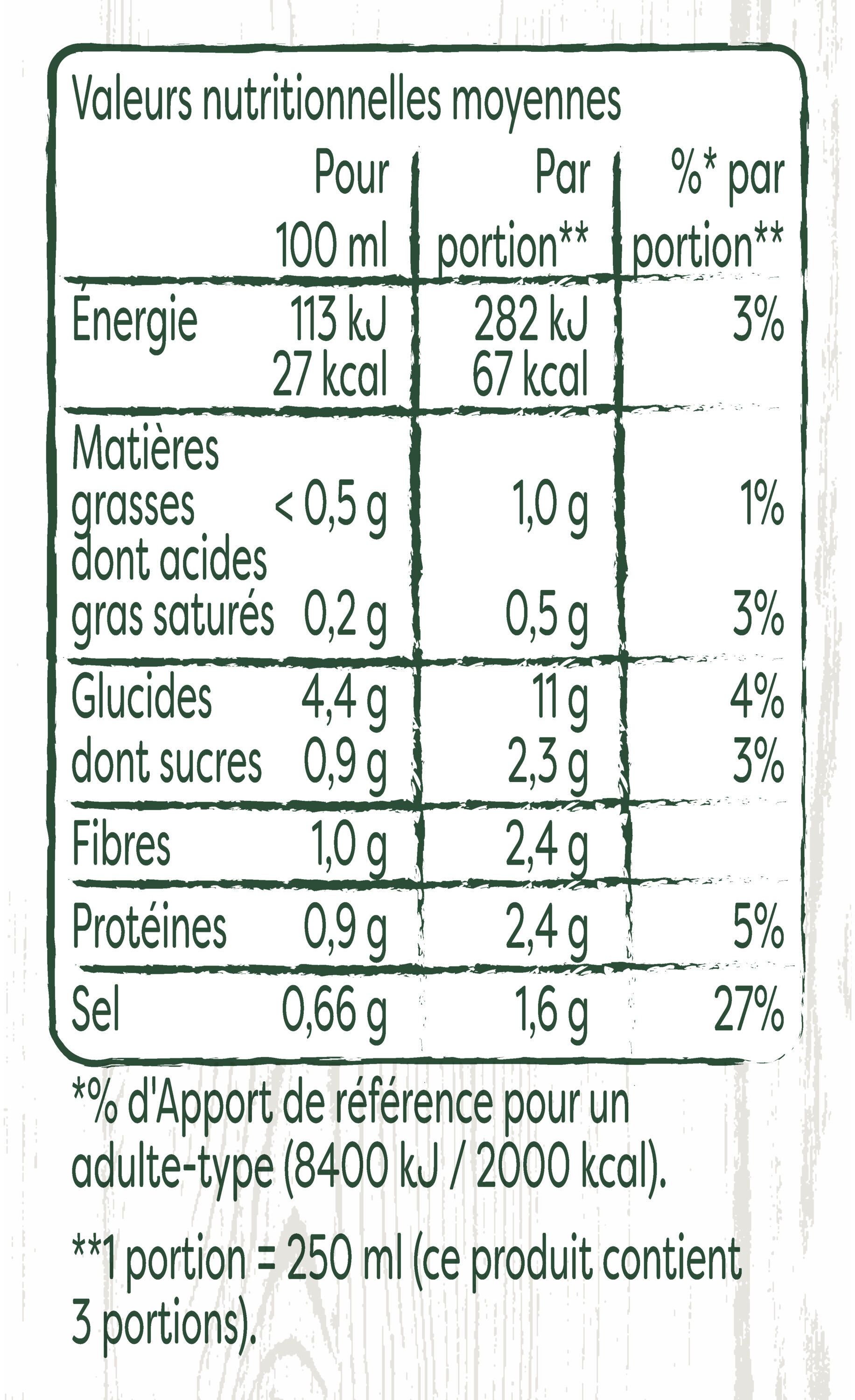 KNORR Soupe Liquide Bio Velouté de Poireaux et Pommes de Terre 750ml - Nutrition facts - fr