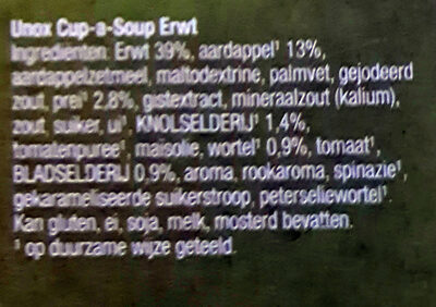 Cup a Soup -  Erwt - Ingrediënten