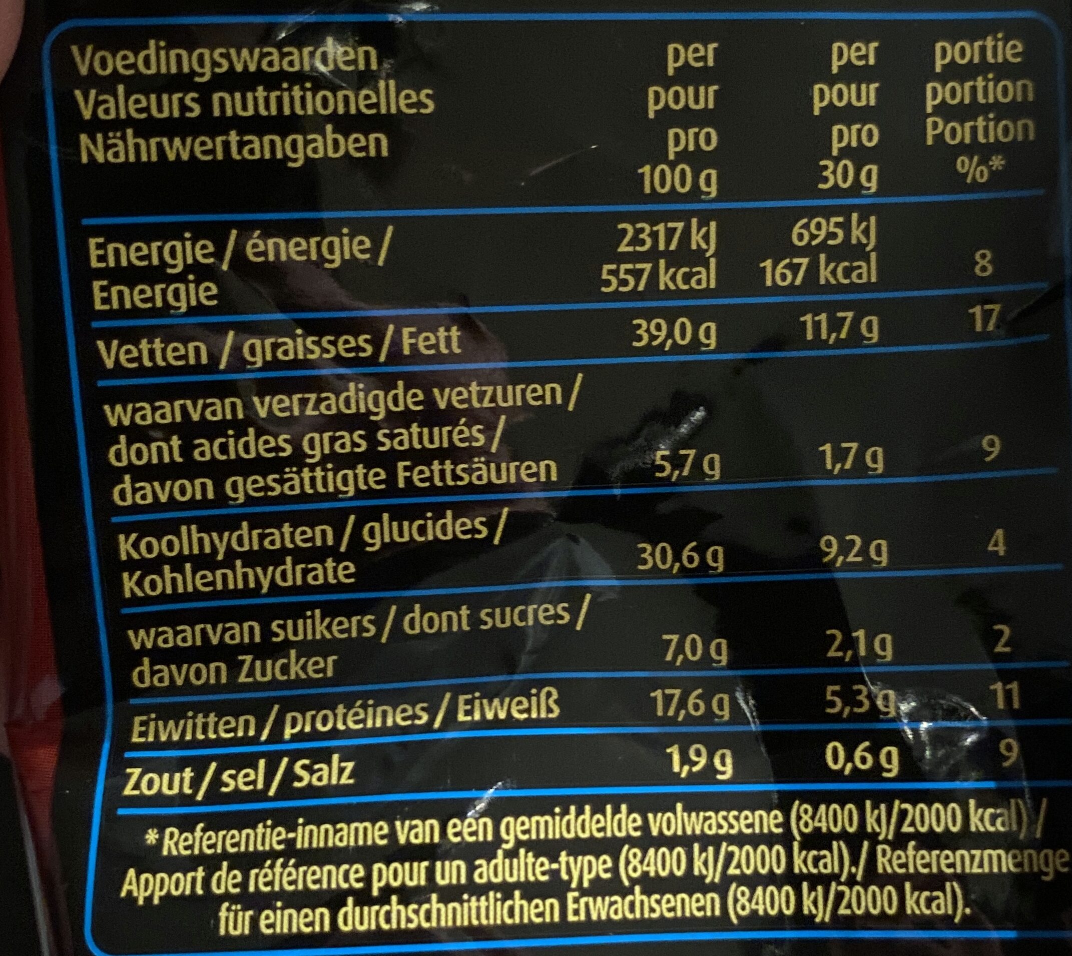 Borrel bites mix - Voedingswaarden
