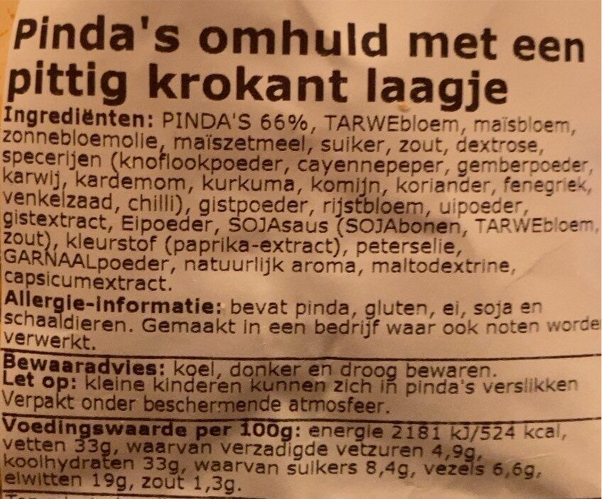 Katjang pedis - Nutrition facts - nl