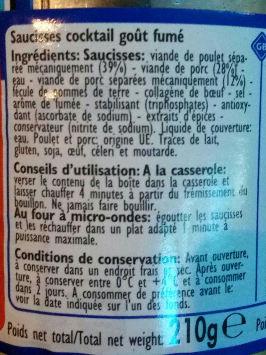 Saucisses cocktail - 成分 - fr