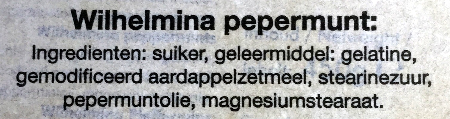 Wilhelmina pepermunt - Ingrediënten