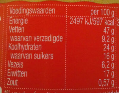 Calvé Sinterklaas Pindakaas met kruidnootjeskruimel - Voedingswaarden