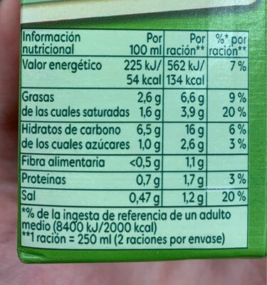 Crema de vichyssoise - Informació nutricional