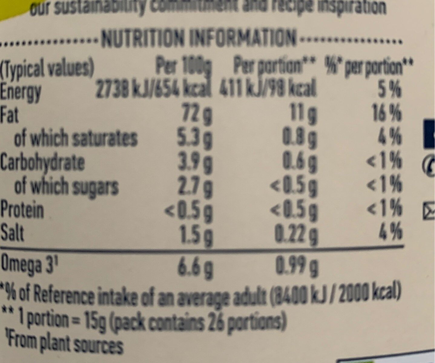 Vegan Mayo - Nutrition facts