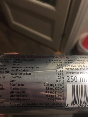 Energy - Nutrition facts - nl