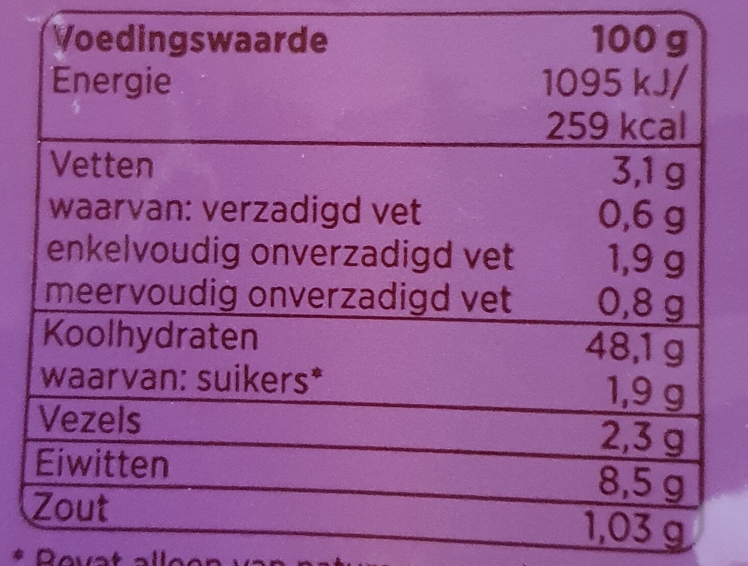 Ciabatta met olijfolie - Nutrition facts - nl