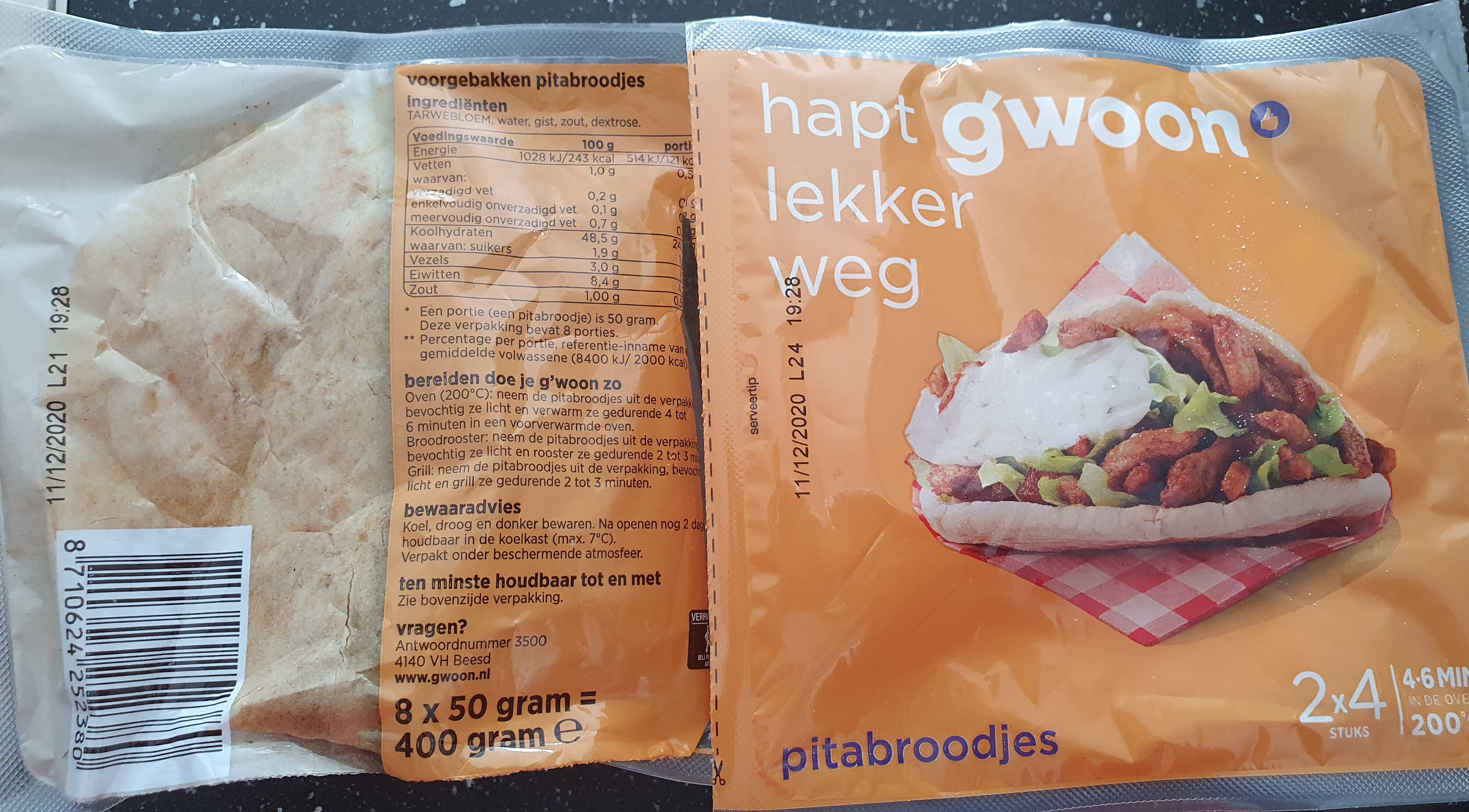 Pitabroodjes 2×4 stuks á 50 g - Product - nl