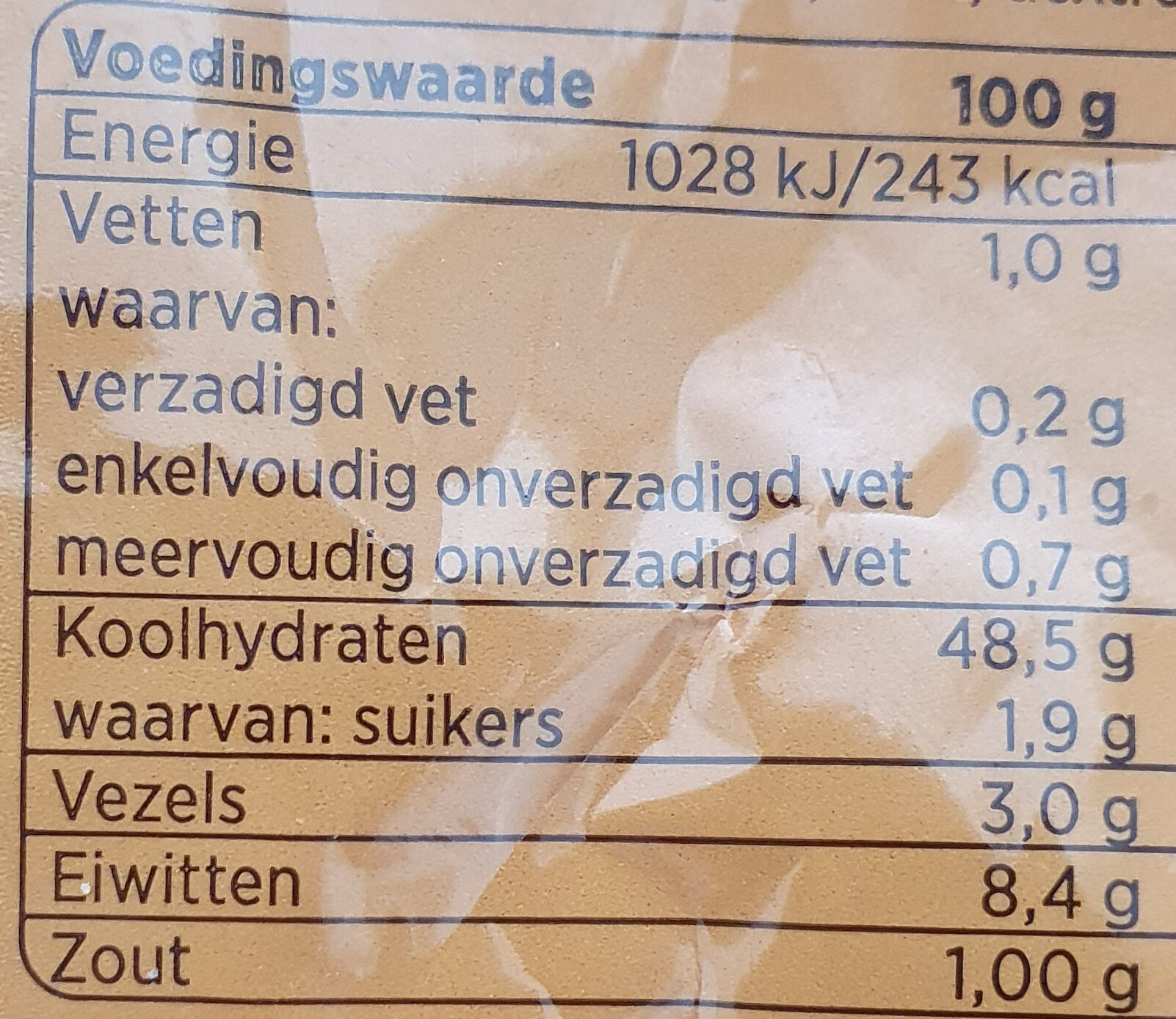 Pitabroodjes 2×4 stuks á 50 g - Nutrition facts - nl