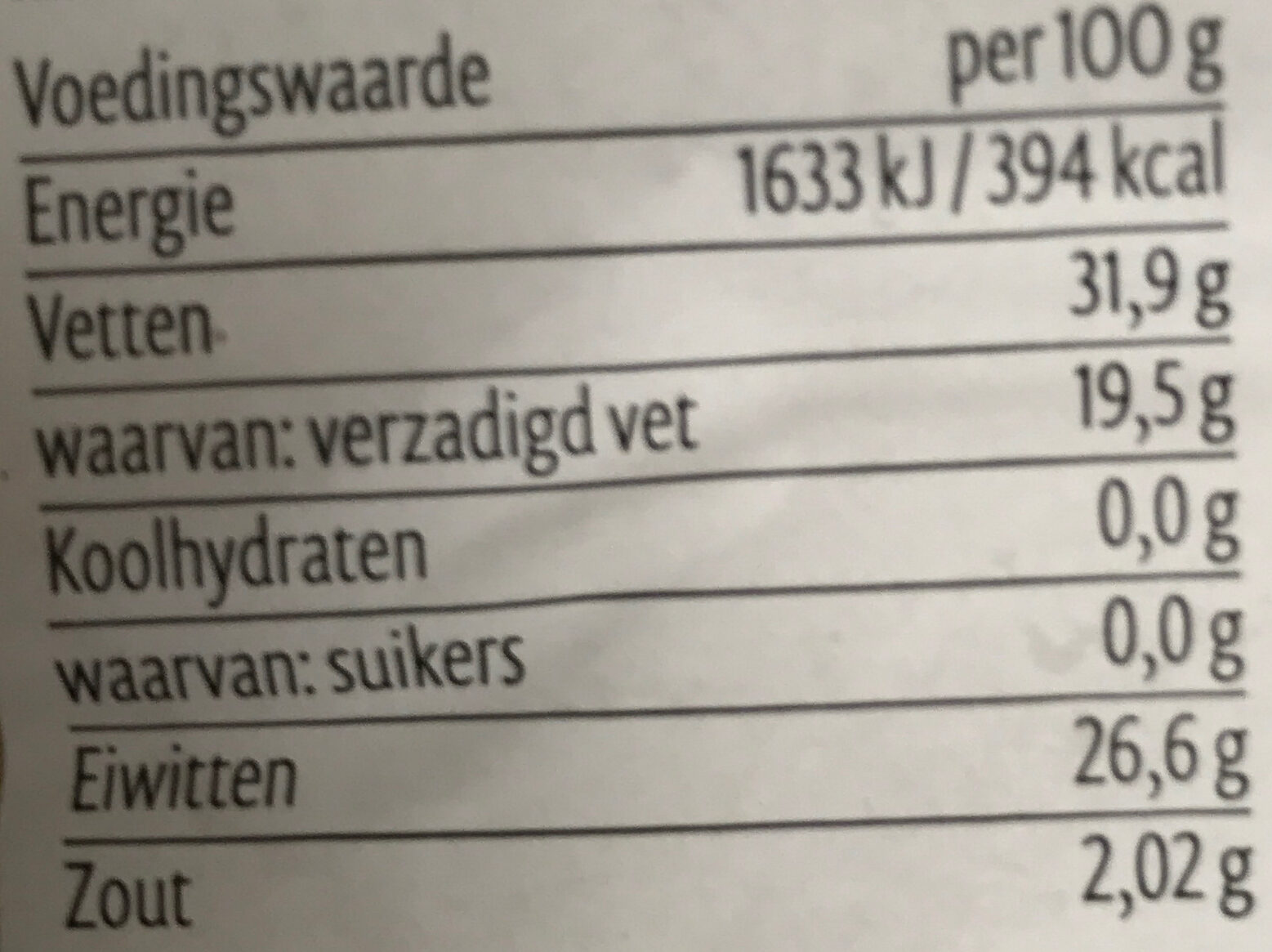 Goudse 48+ Belegen plakken - Nutrition facts - nl