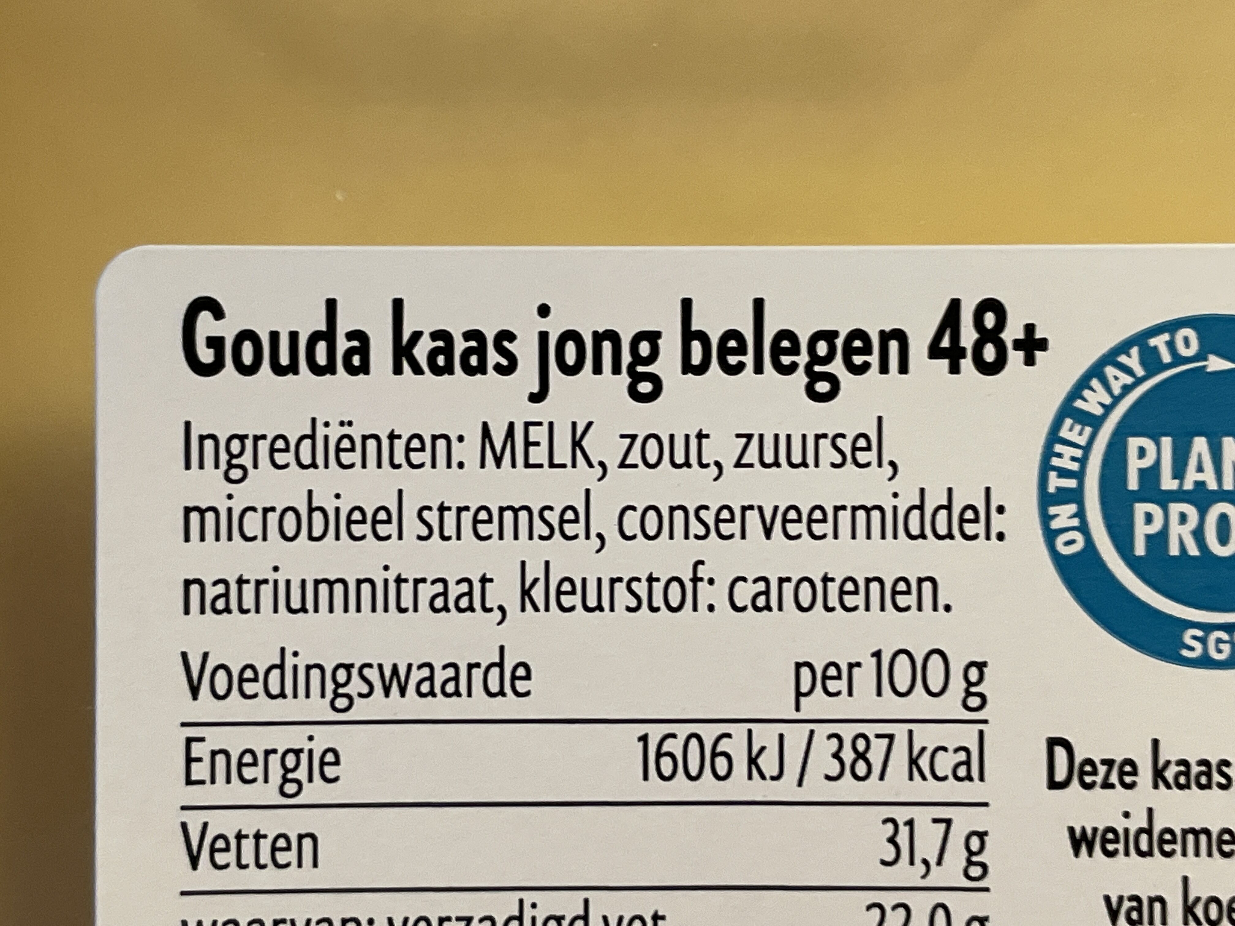 Gouda kaas jong belegen 48+ - Ingrediënten