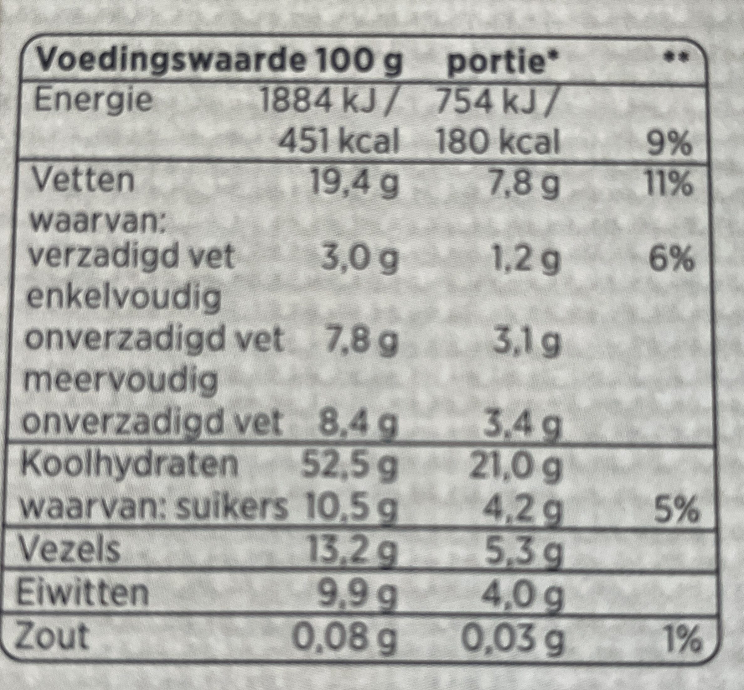 4 noten mix - Nutrition facts - nl
