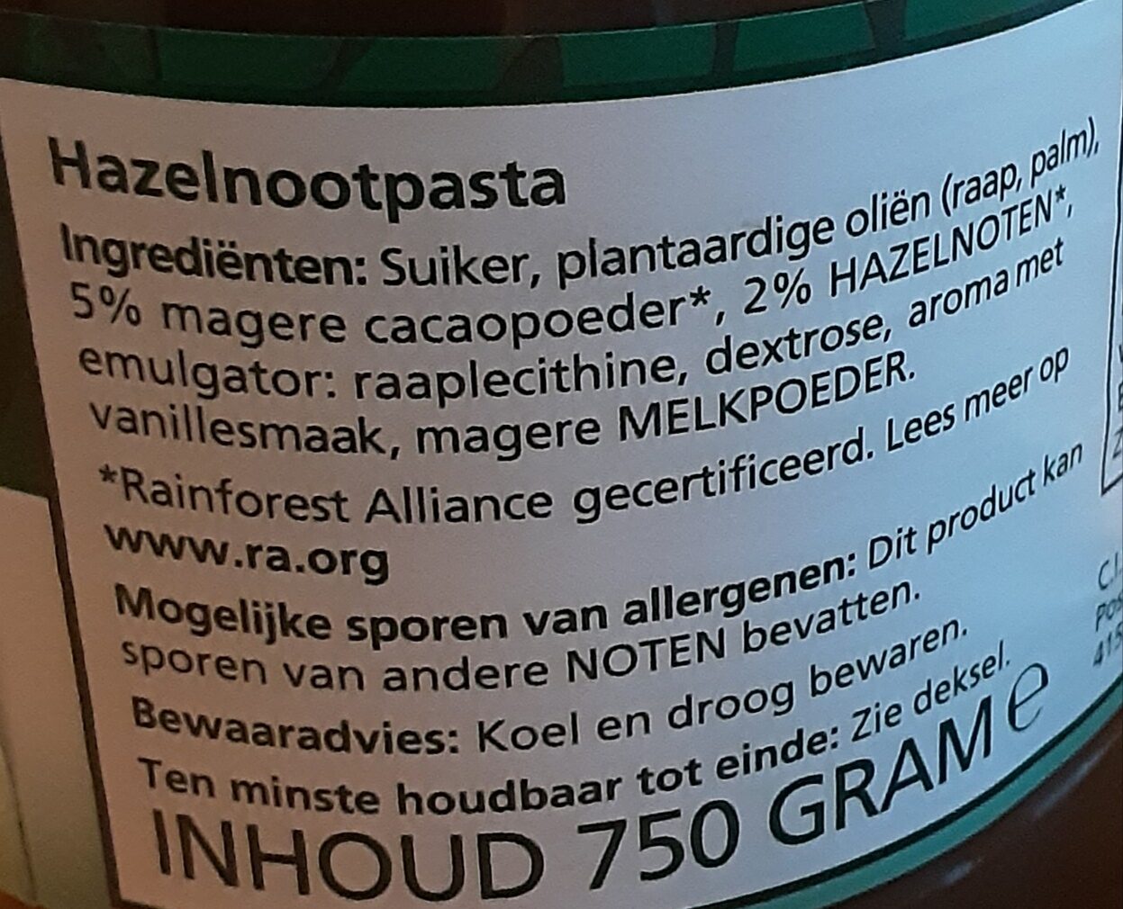 Hazelnootpasta - Ingrediënten
